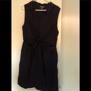 Open midriff navy blue dress